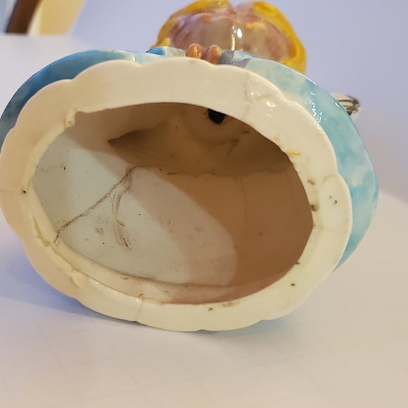 VTG Christmas Angel Choir Hand Painted Ceramic Figurine MCM 60s 70s Blue Blonde - Picture 9 of 11